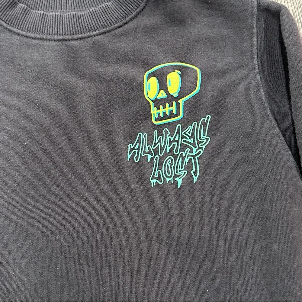 Zara Gray “Always Lost” Skull Graphic Sweatshirt, Size 6/7